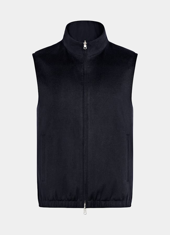 SUITSUPPLY Pure Cashmere by Colombo, Italy Navy Reversible Zip Vest