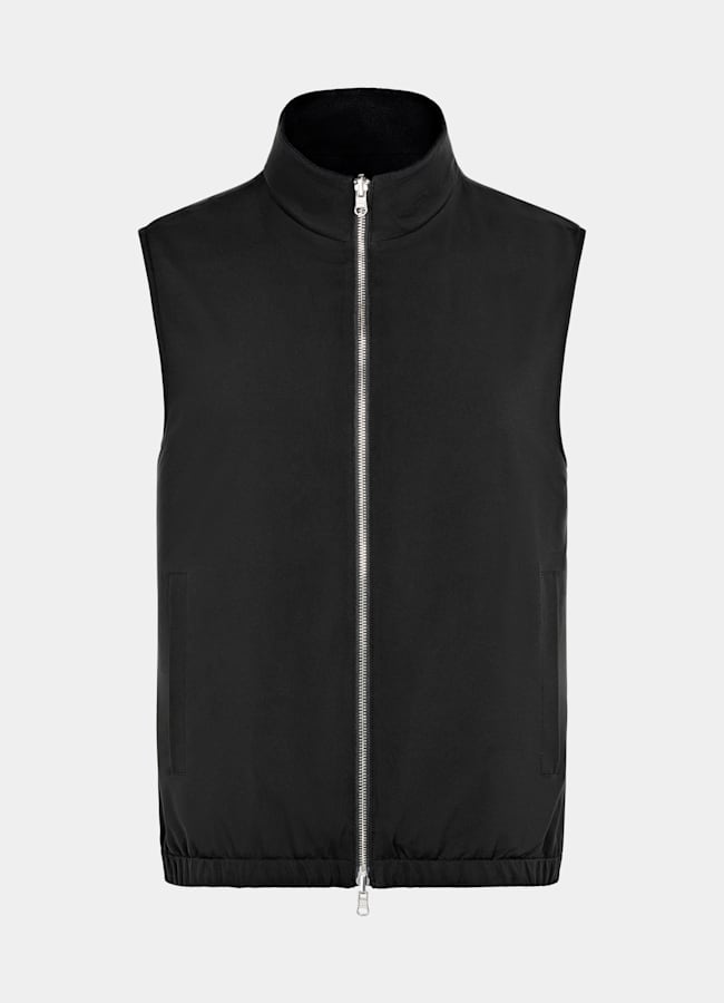 SUITSUPPLY Puro cachemir de Colombo, Italia Chaleco reversible negro con cremallera