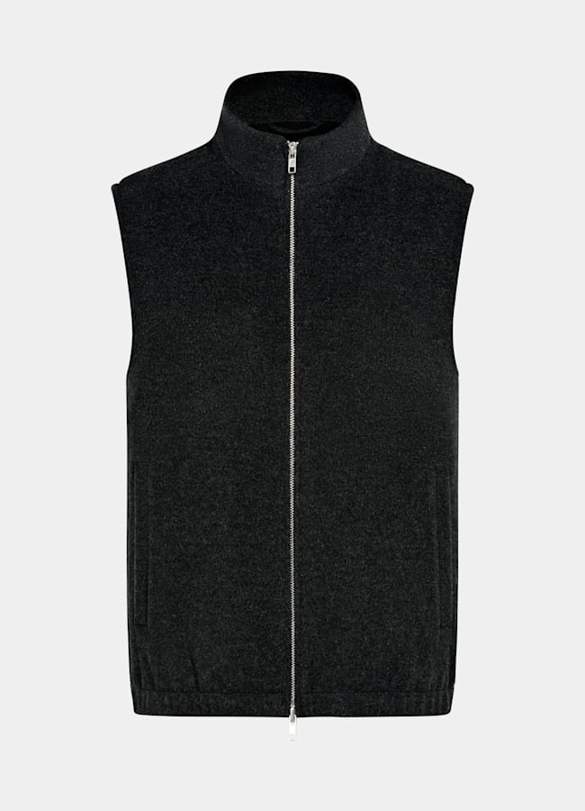 SUITSUPPLY Pure Wool Dark Grey Zip Vest