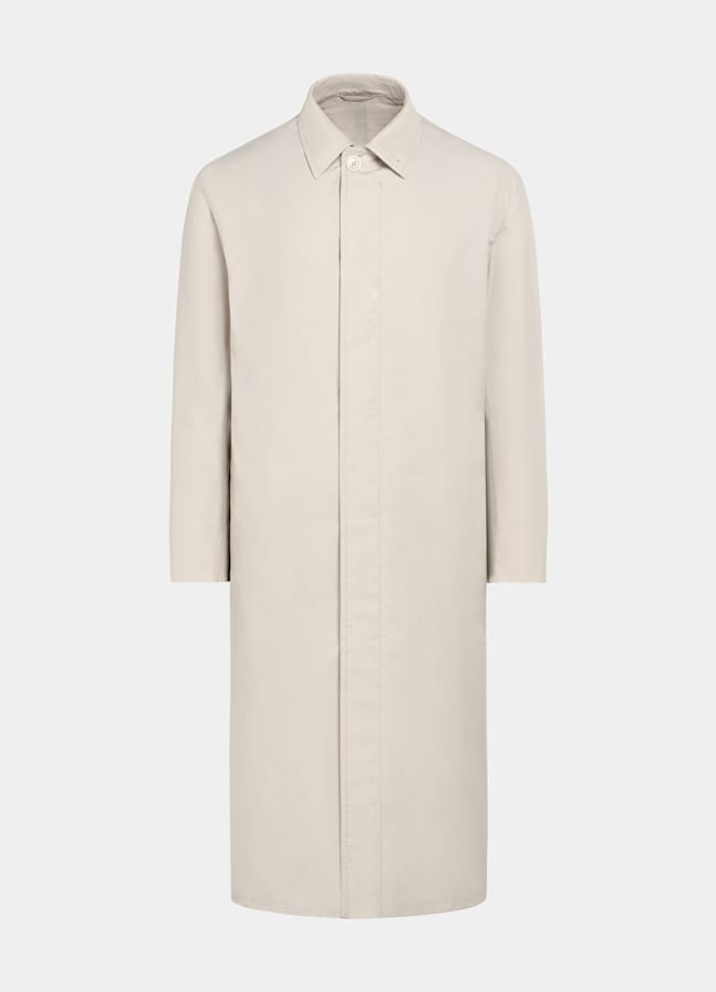 SUITSUPPLY Water-Repellent Technical Fabric by Lanificio Ermenegildo Zegna, Italy Sand Overcoat