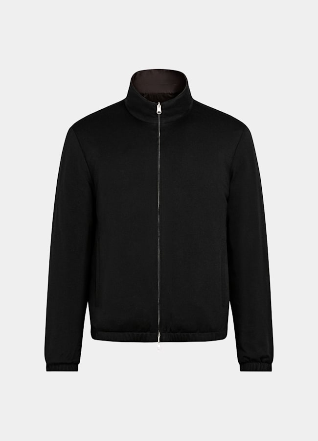 SUITSUPPLY Water-Repellent Technical Fabric by Olmetex, Italy Dark Brown Reversible Bomber Jacket