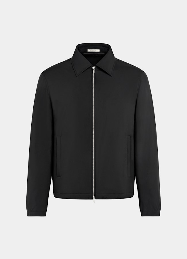 SUITSUPPLY Water-Repellent Technical Fabric by Olmetex, Italy Black Down Bomber Jacket