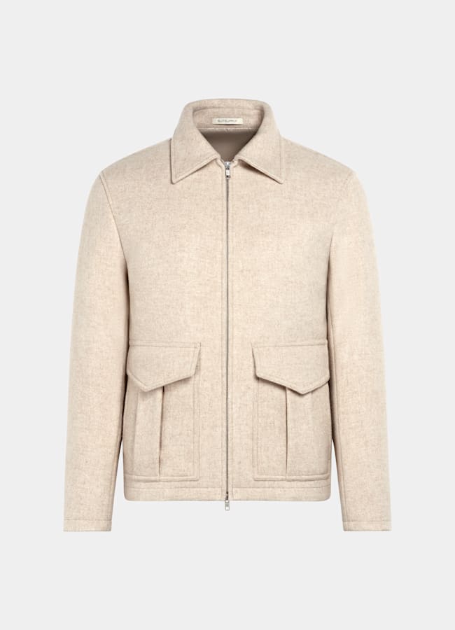 SUITSUPPLY Pure Wool Sand Bomber Jacket