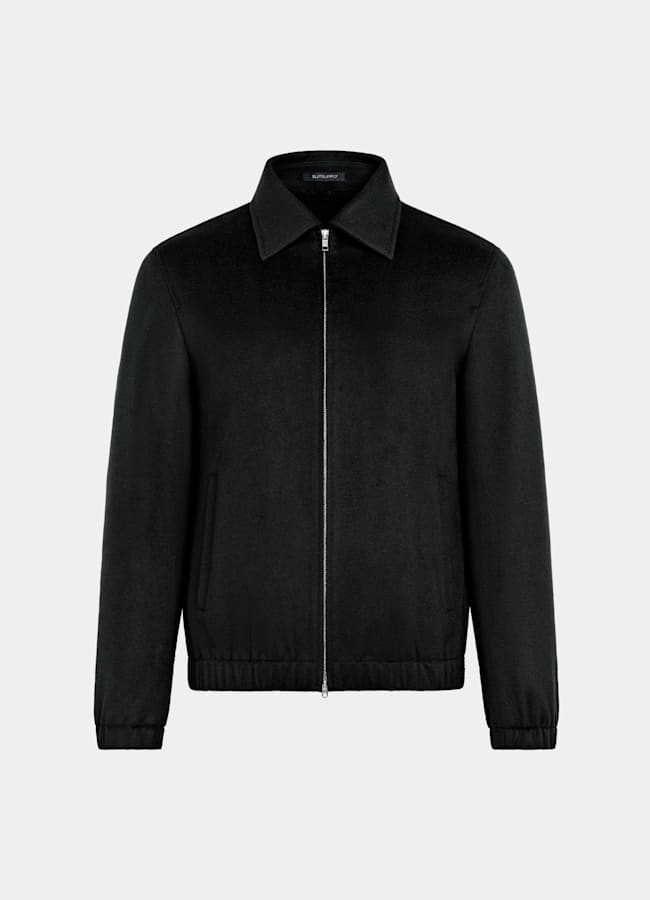 SUITSUPPLY Pure Cashmere by Colombo, Italy Black Bomber Jacket