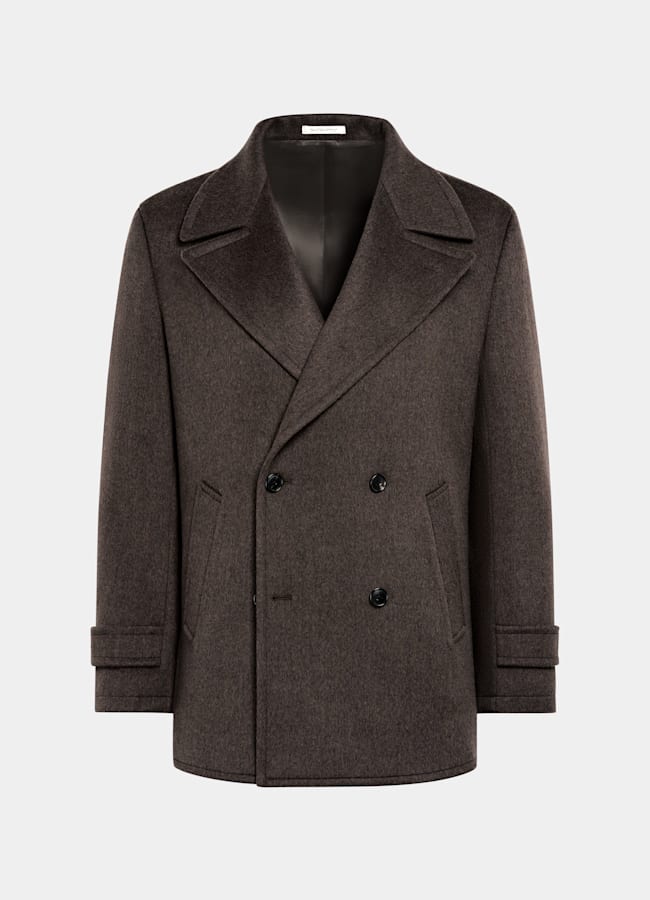 SUITSUPPLY Mélange laine et cachemire - Botto Giuseppe, Italie Caban marron foncé