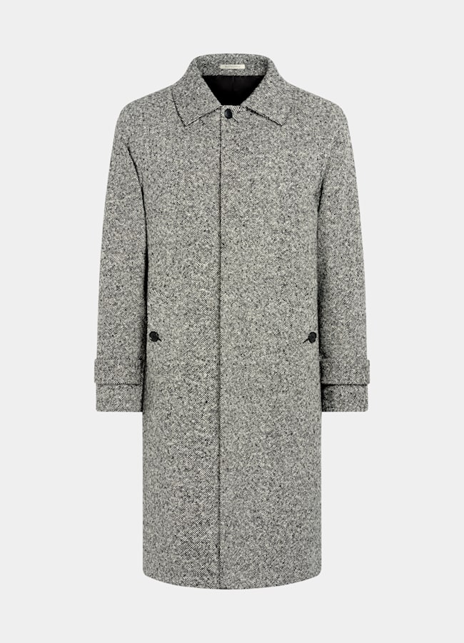 SUITSUPPLY Pure Wool by Moessmer, Italy Black Relaxed Raglan Overcoat