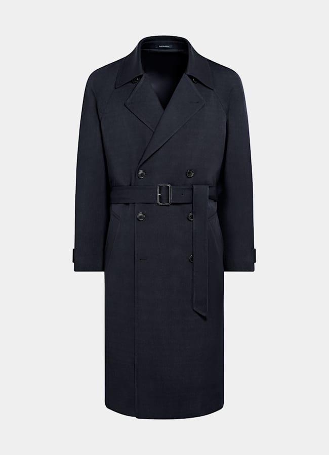 SUITSUPPLY Pure Wool by Emmetex, Italy Navy Trench Coat