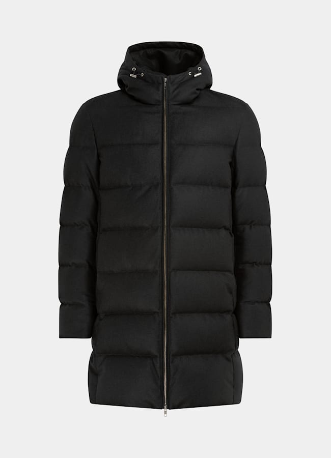 SUITSUPPLY Laine d&eacute;perlante - Vitale Barberis Canonico, Italie Doudoune longue noire