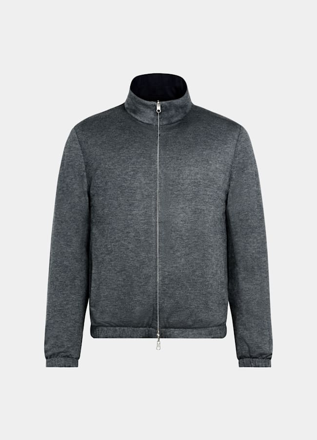 SUITSUPPLY Water-Repellent Technical Fabric by Olmetex, Italy Navy Reversible Bomber Jacket