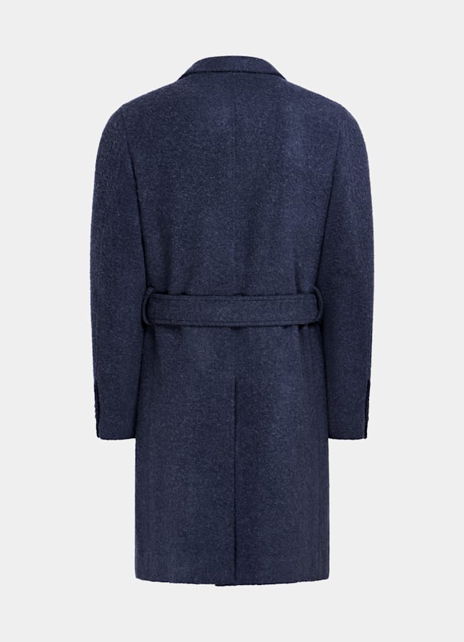 SUITSUPPLY Alpaca Polyamide by Ferla, Italy Mid Blue Belted Overcoat