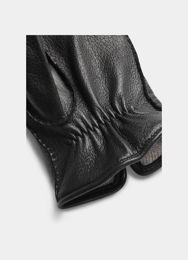 SUITSUPPLY Deer Leather Black Gloves