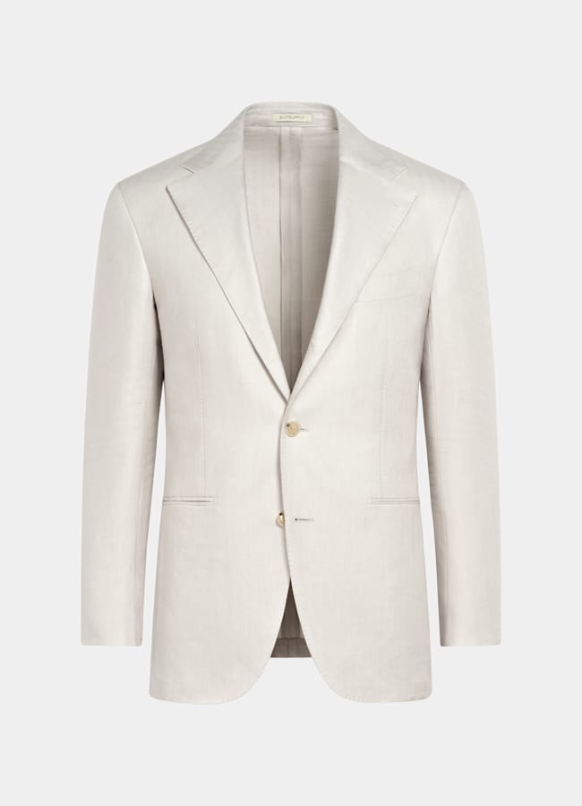 SUITSUPPLY Été Lin, laine, soie par Rogna, Italie Blazer Roma coupe Relaxed sable à chevrons