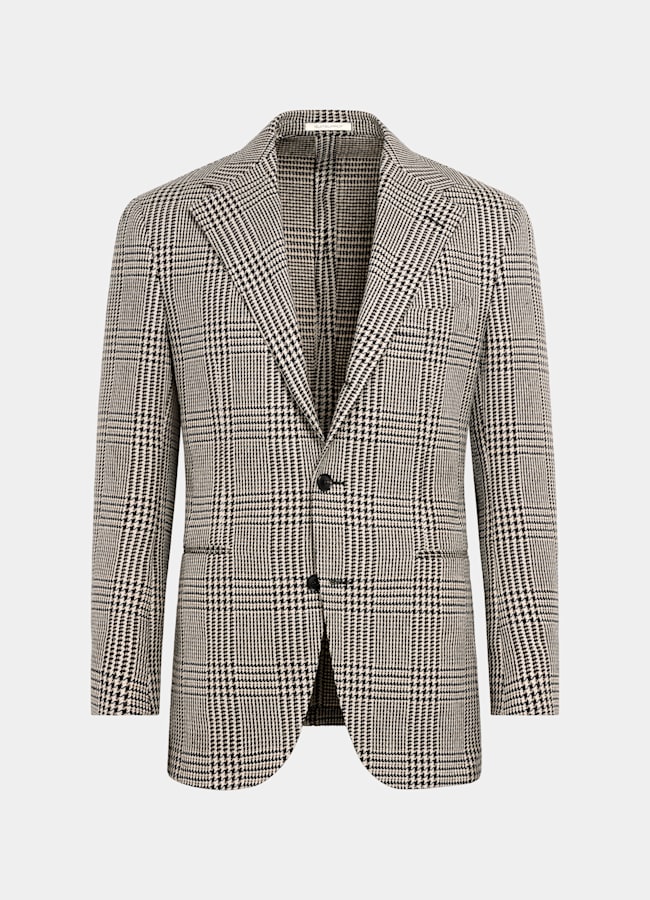SUITSUPPLY Winter Wool Alpaca Silk by Ferla, Italy Black Checked Relaxed Fit Roma Blazer