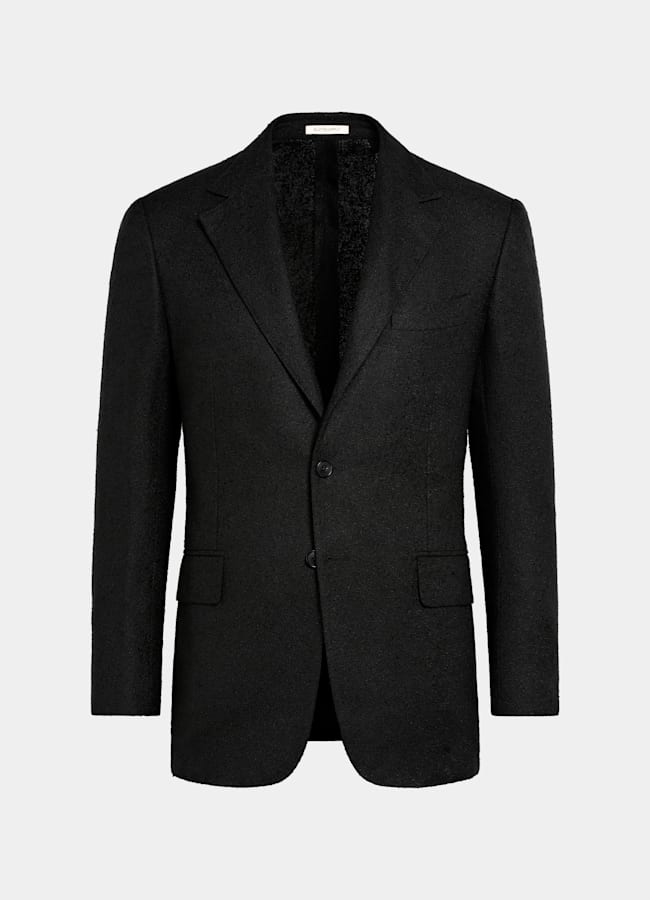 SUITSUPPLY Summer Linen Blend by Ferla, Italy Black Tailored Fit Milano Blazer