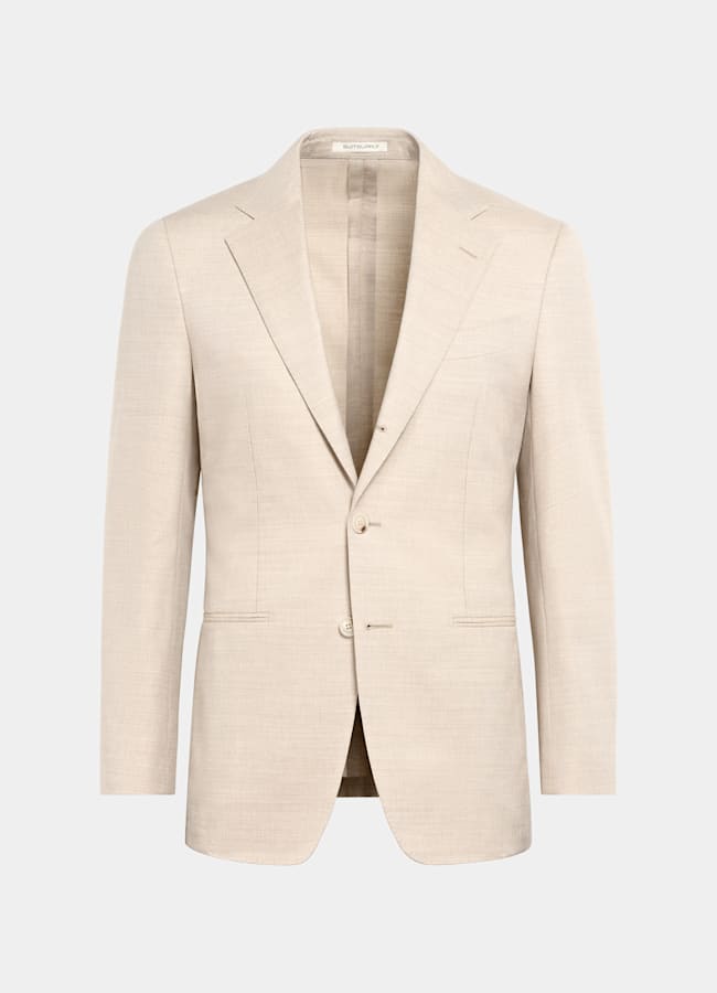 SUITSUPPLY All Season Wrinkle-Free 4-Ply Wool by Rogna, Italy Sand Tailored Fit Havana Suit Jacket