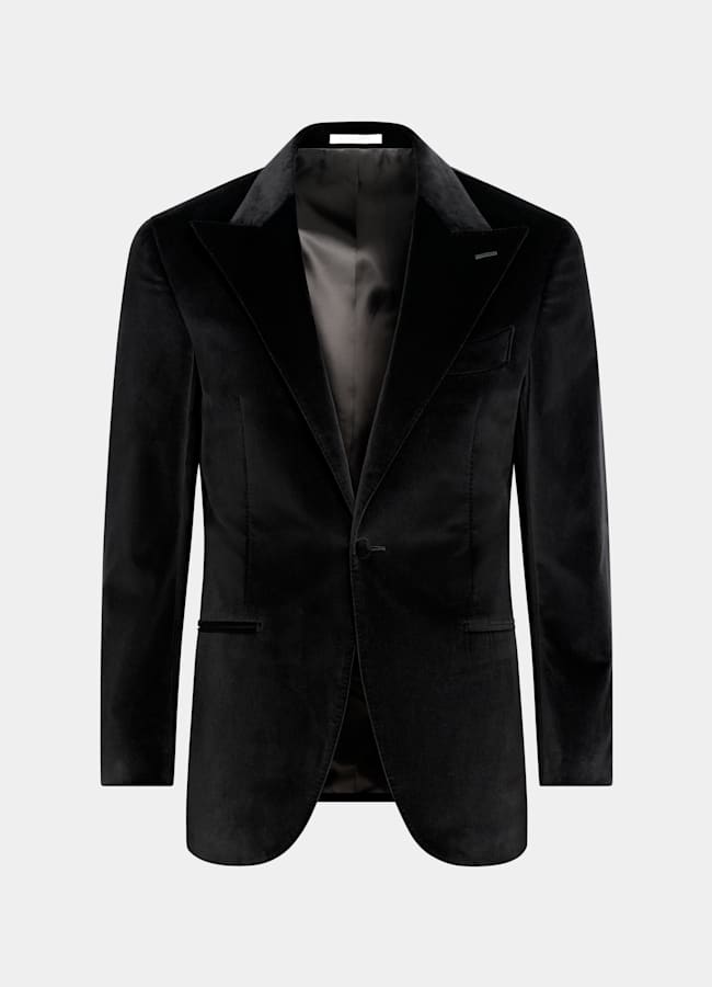 SUITSUPPLY Winter Stretch-Baumwolle Samt von Pontoglio, Italien Havana Dinner Jacket schwarz Tailored Fit