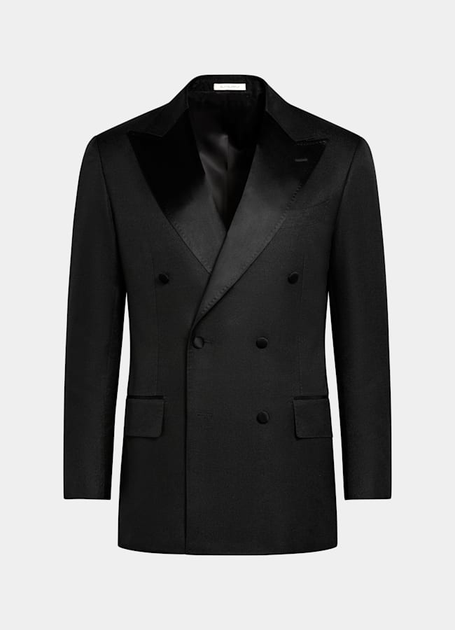 SUITSUPPLY All Season Silk Wool by Lanificio Ermenegildo Zegna, Italy Black Tailored Fit Milano Dinner Jacket