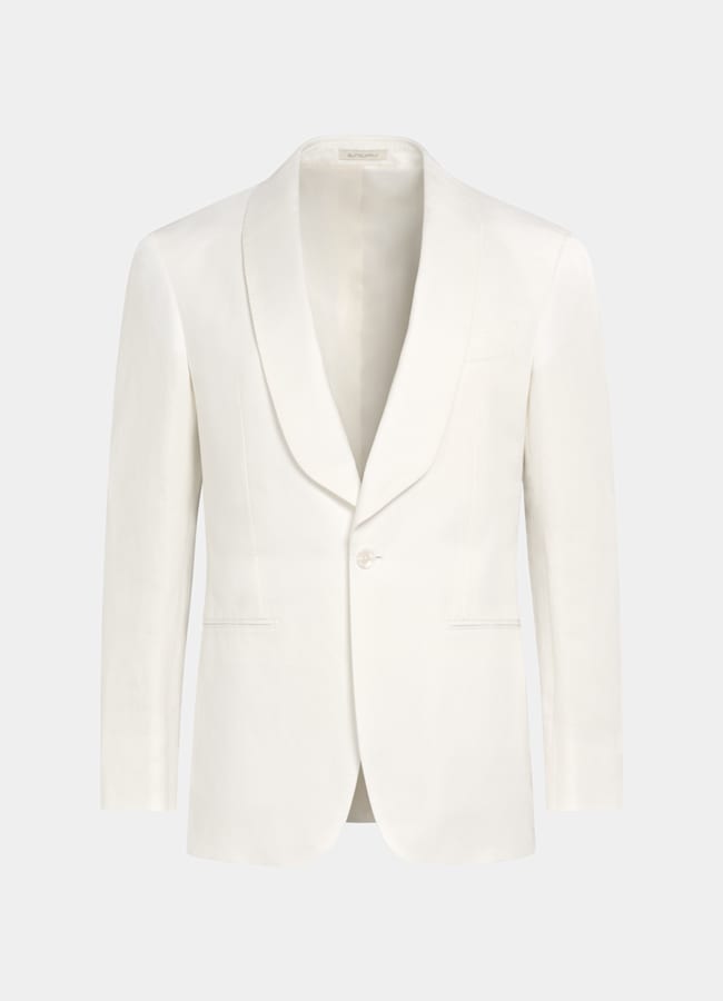 SUITSUPPLY Summer Linen Cotton by Di Sondrio, Italy Off-White Tailored Fit Havana Dinner Jacket