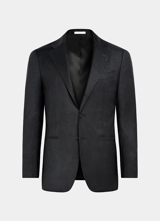 SUITSUPPLY All Season Pure Wool by Reda, Italy Dark Grey Perennial Tailored Fit Havana Suit Jacket