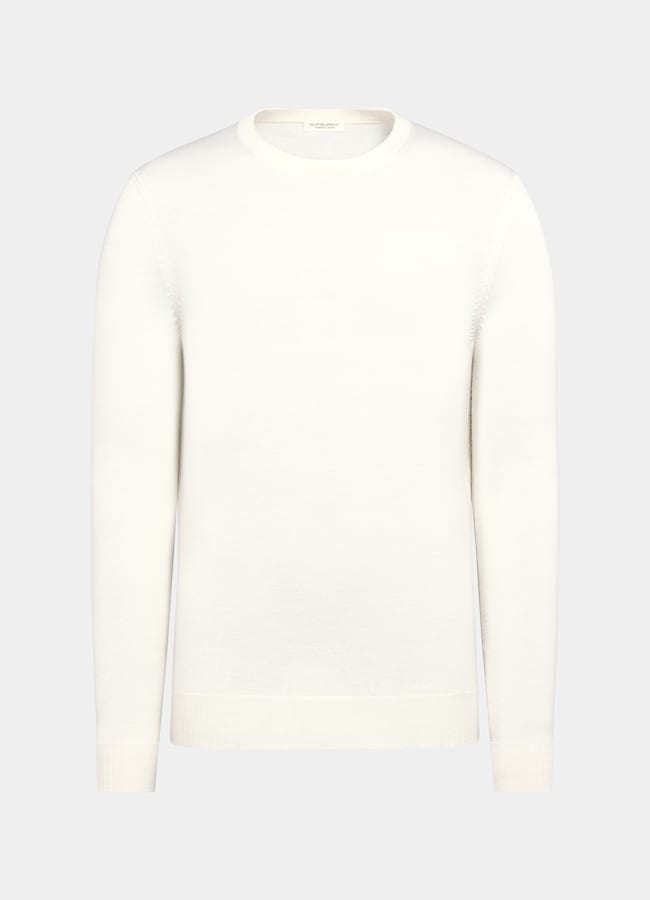 SUITSUPPLY Pure Wool Off-White Merino Crewneck