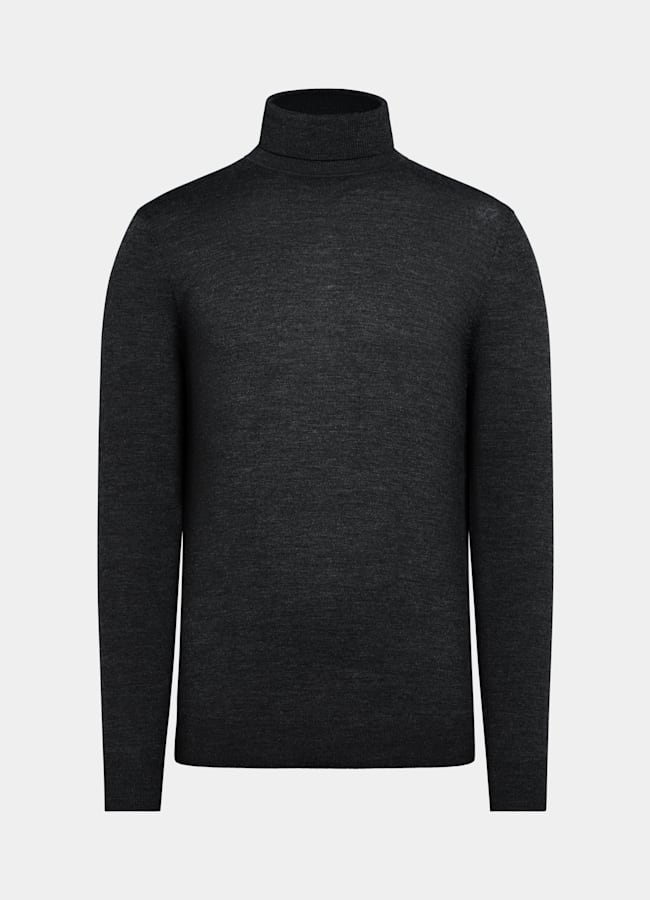 SUITSUPPLY Pure Wool Dark Grey Merino Turtleneck