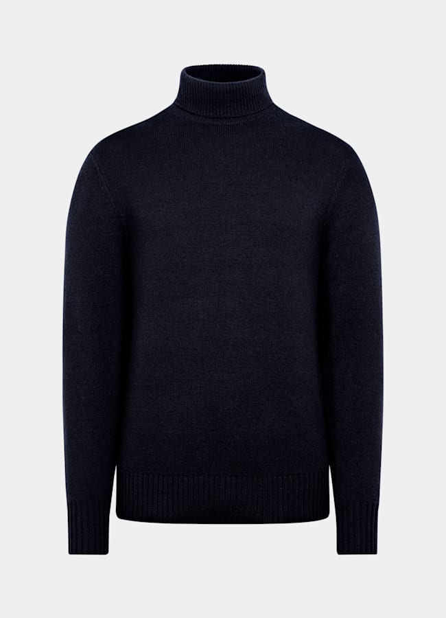 SUITSUPPLY Pur cachemire Col roulé bleu marine