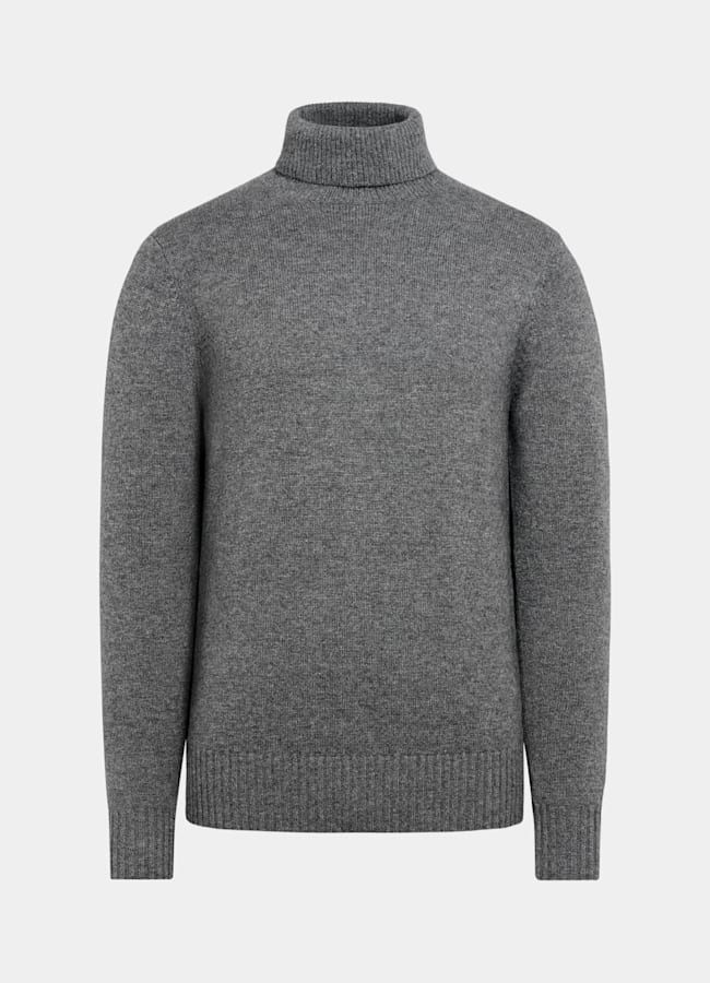 SUITSUPPLY Pure Cashmere Mid Grey Turtleneck