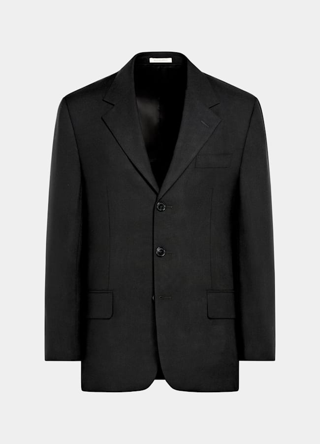 SUITSUPPLY All Season Wrinkle-Free 4-Ply Wool by Rogna, Italy Black Relaxed Fit Roma Suit