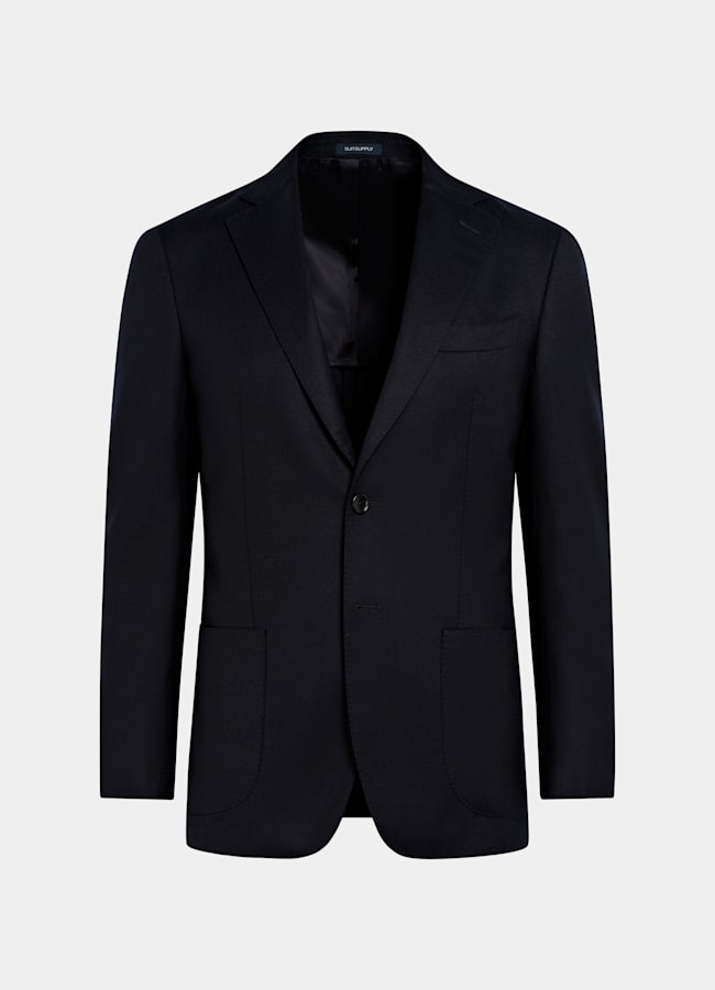 SUITSUPPLY Winter Pure S120's Flannel Wool by Vitale Barberis Canonico, Italy Navy Tailored Fit Havana Suit