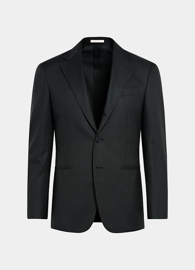 SUITSUPPLY All Season Wrinkle-Free 4-Ply Wool by Rogna, Italy Dark Green Tailored Fit Havana Suit