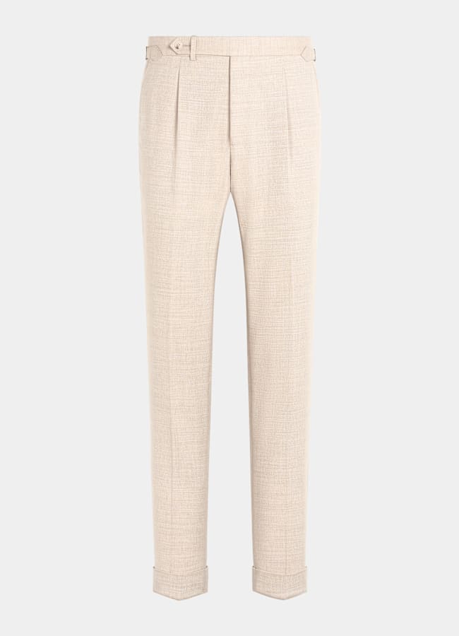 SUITSUPPLY All Season Wrinkle-Free 4-Ply Wool by Rogna, Italy Sand Tailored Fit Havana Suit