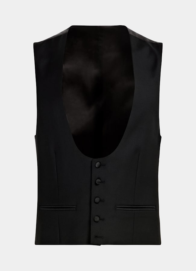 SUITSUPPLY All Season Pure S110's Wool by Vitale Barberis Canonico, Italy Black Three-Piece Tailored Fit Havana Tuxedo