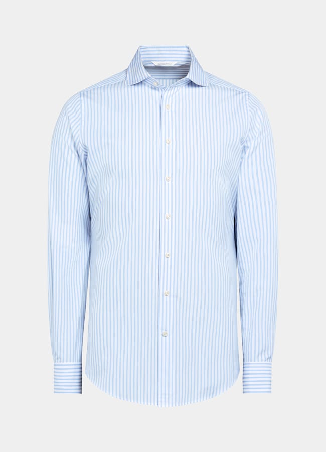 SUITSUPPLY Coton égyptien - Thomas Mason, Italie Chemise coupe ajustée en popeline bleue à rayures