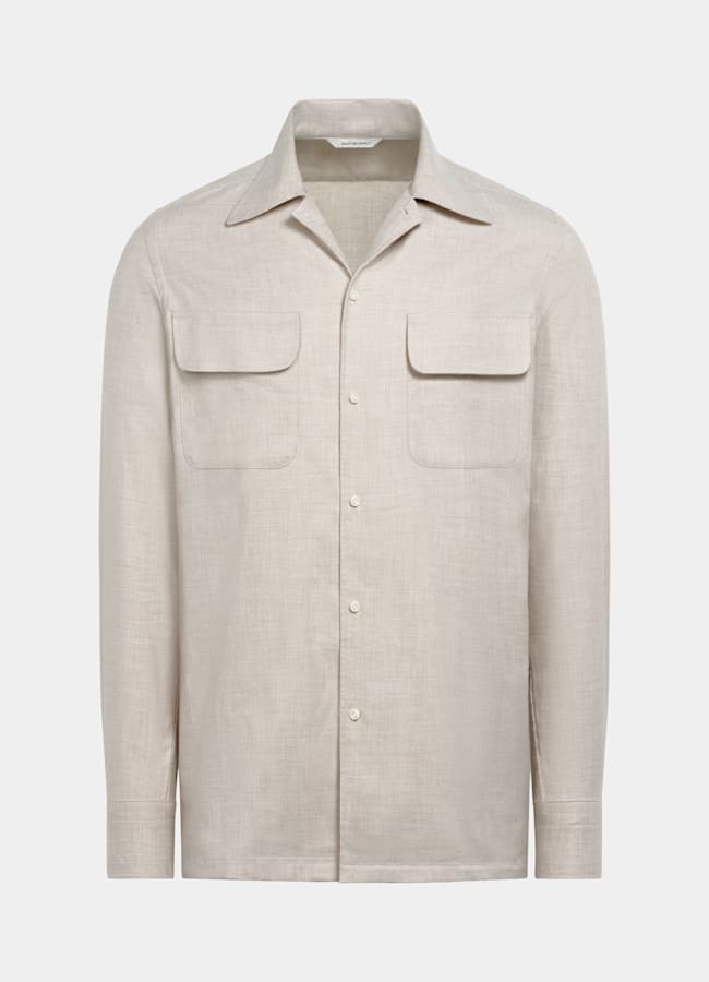 SUITSUPPLY Egyptian Cotton Flannel by Beste, Italy Sand Cotton Flannel Shirt