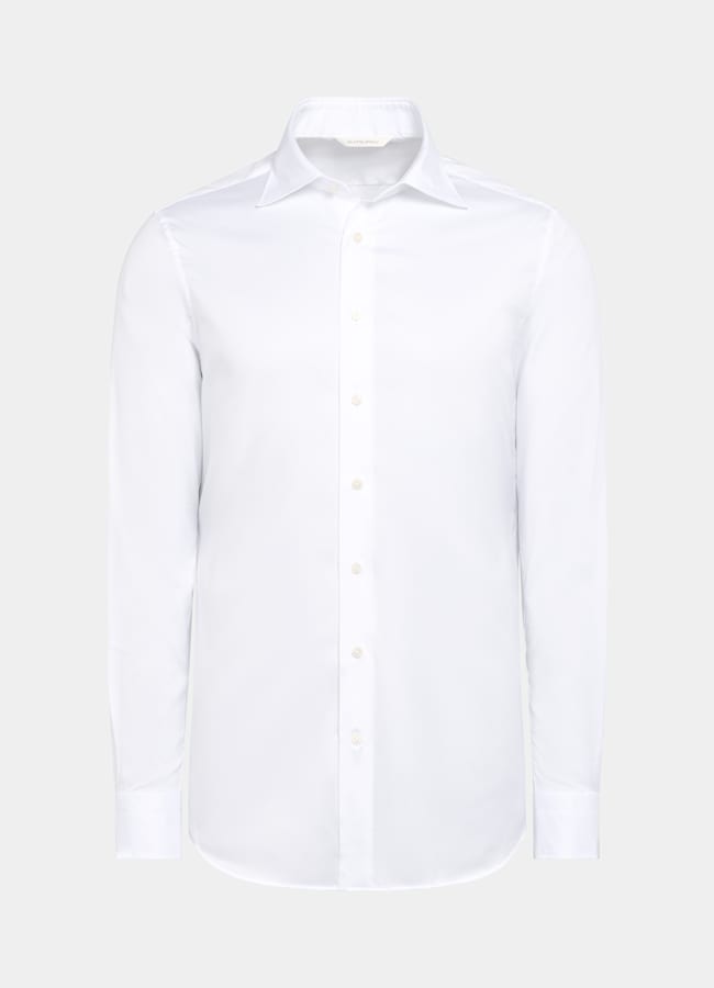 SUITSUPPLY Wrinkle-Free Pima Cotton by Weba, Switzerland White Widespread Collar Shirt