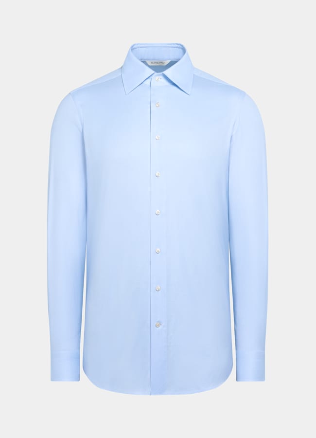 SUITSUPPLY Algod&oacute;n egipcio de Albini, Italia Camisa con cuello cl&aacute;sico azul claro