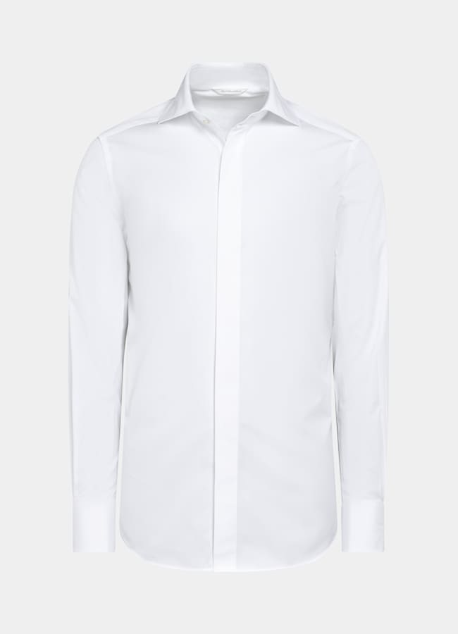 SUITSUPPLY Egyptian Cotton by Testa 1919 Srl, Italy White Twill Tailored Fit Tuxedo Shirt