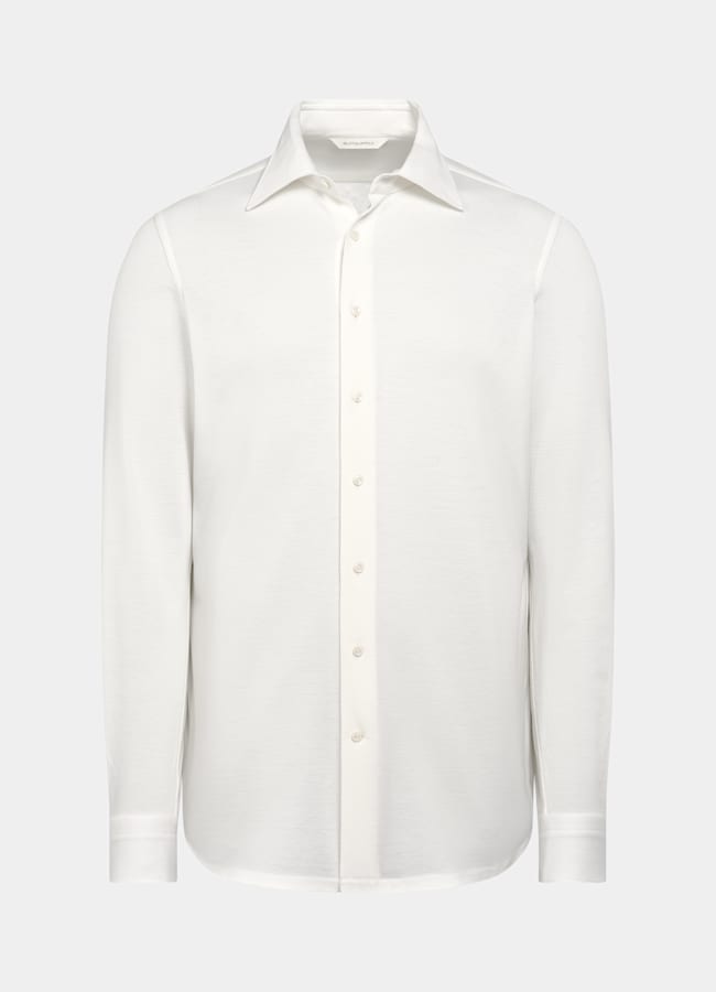 SUITSUPPLY Knitted Egyptian Cotton by Tessilmaglia, Italy Off-White Cotton Shirt