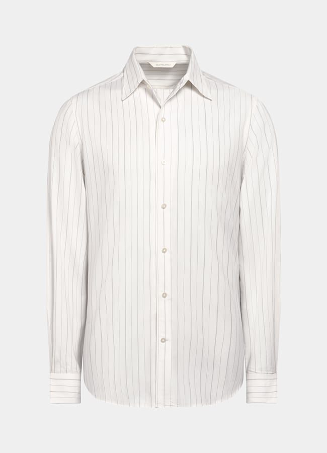 SUITSUPPLY Lyocell by Testa 1919 Srl, Italy Off-White Striped Lyocell Shirt