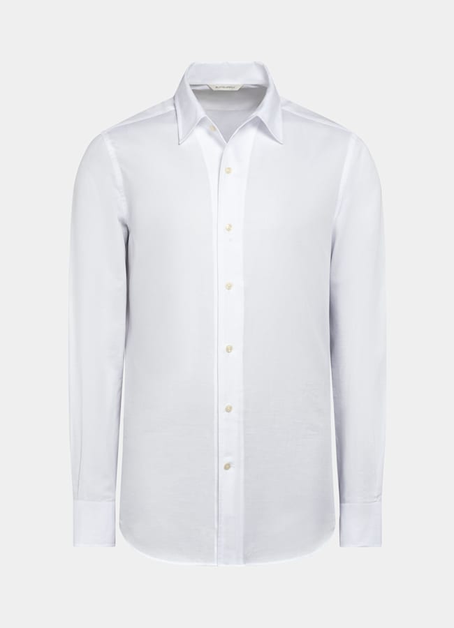 SUITSUPPLY Cotton Linen by Testa 1919 Srl, Italy White Classic Collar Shirt