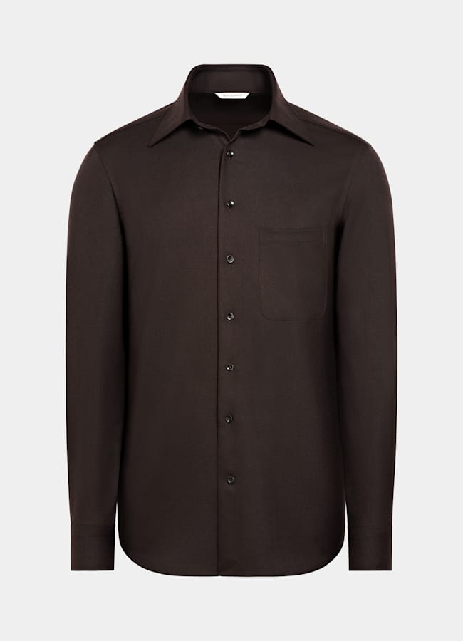 SUITSUPPLY Pure Wool by Vitale Barberis Canonico, Italy Dark Brown Wool Overshirt