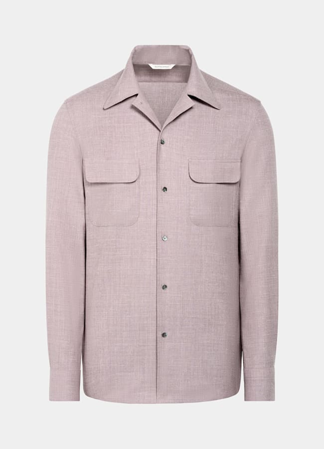 SUITSUPPLY Wool Silk Linen by E.Thomas, Italy Purple Wool Silk Linen Overshirt