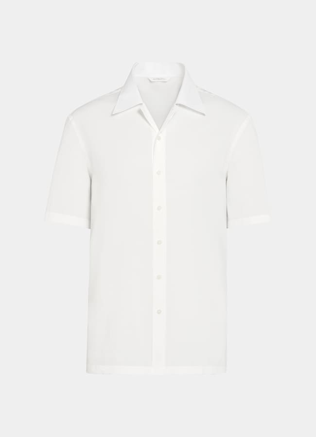 SUITSUPPLY Egyptian Cotton by Albini, Italy White Cotton Short Sleeve Shirt