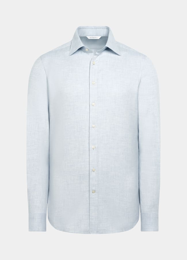 SUITSUPPLY Egyptian Cotton Flannel by Beste, Italy Light Blue Cotton Flannel Shirt