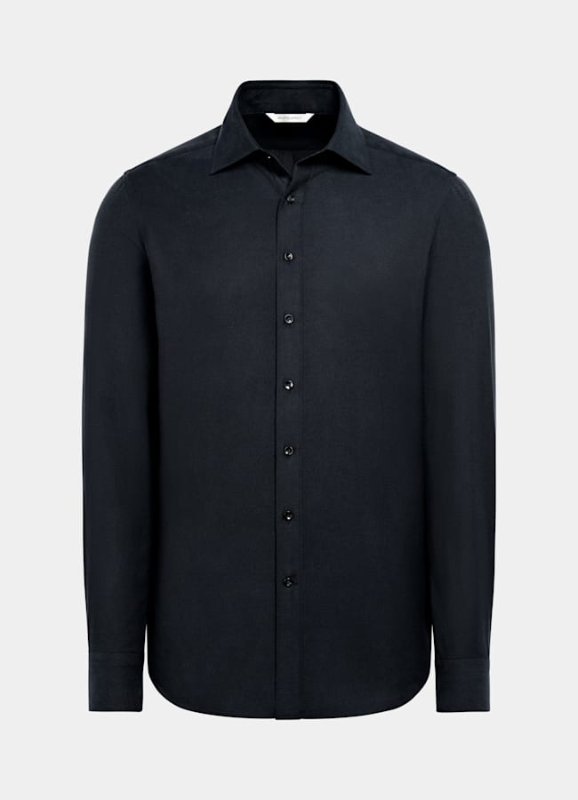 SUITSUPPLY Ägyptischer Baumwolle-Flanell von Beste, Italien Marineblaue Baumwolle Flanellhemd