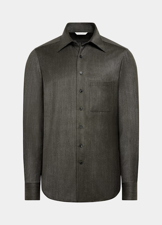 SUITSUPPLY Pure Wool by Vitale Barberis Canonico, Italy Green Wool Overshirt