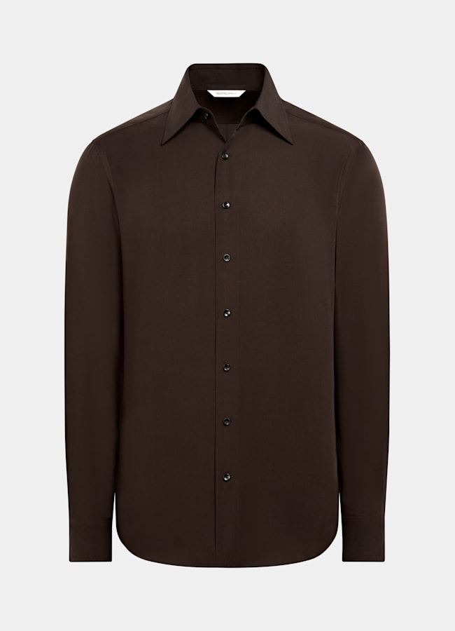 SUITSUPPLY Tencel de Albini, Italia Camisa de lyocell marrón oscuro