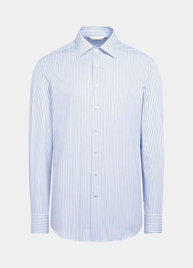 SUITSUPPLY Pure Cotton by Sidogras, Spain White Striped Classic Collar Shirt