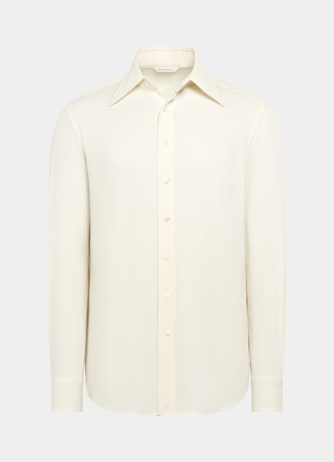 SUITSUPPLY Pure Wool Crepe by ARCHé, Italy Off-White Wool Shirt
