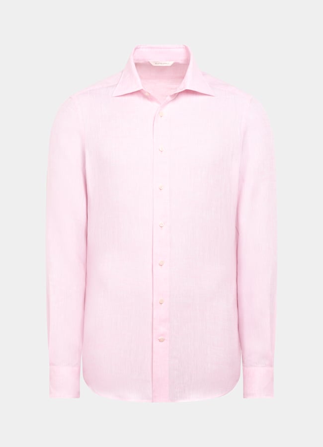 SUITSUPPLY Pure Linen by Albini, Italy Pink Linen Shirt